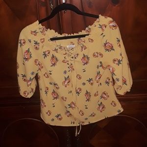 Michel Off shoulder Yellow floral print top